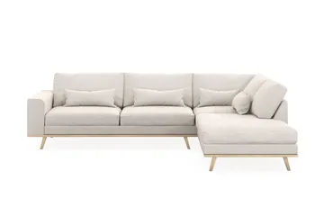 Copenhagen 4-seters Høyrevendt L-formet Sjeselongsofa i Fløyel - Kremhvit - Møbler - Sofaer - Sofaer med sjeselong - 4 seters sofa med divan