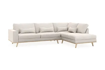 Copenhagen 4-seters Høyrevendt L-formet Sjeselongsofa i Fløyel - Kremhvit - M øbler - Sofaer - Sofaer med sjeselong - 4 seters sofa med divan