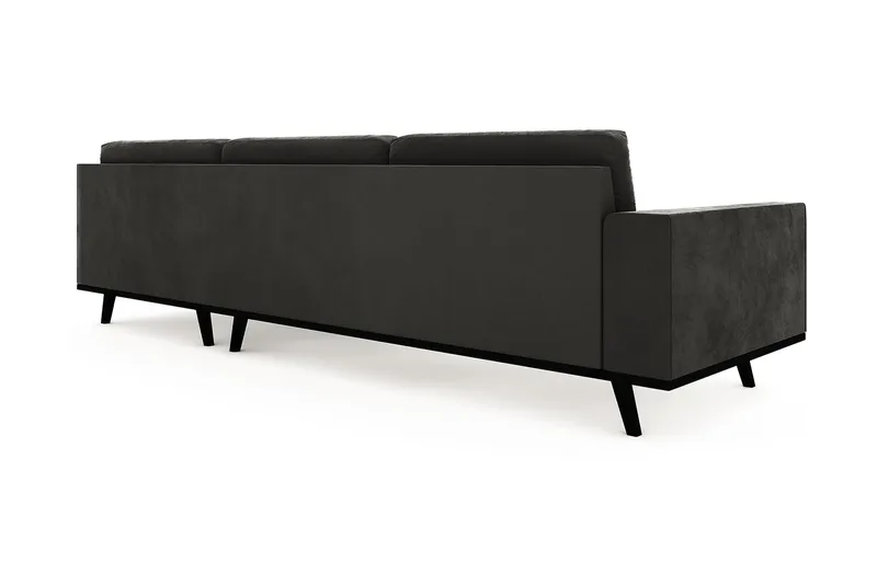 Copenhagen 4-seters Høyrevendt L-formet Sjeselongsofa i Fløyel - Mørk grå - Møbler - Sofaer - Sofaer med sjeselong - 4 seters sofa med divan