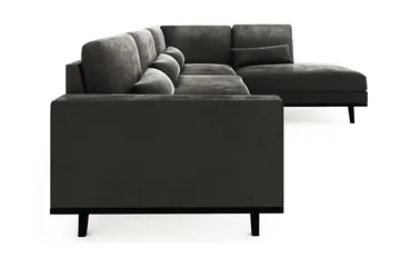 Copenhagen 4-seters Høyrevendt L-formet Sjeselongsofa i Fløyel - Mørk grå - Møbler - Sofaer - Sofaer med sjeselong - 4 seters sofa med divan