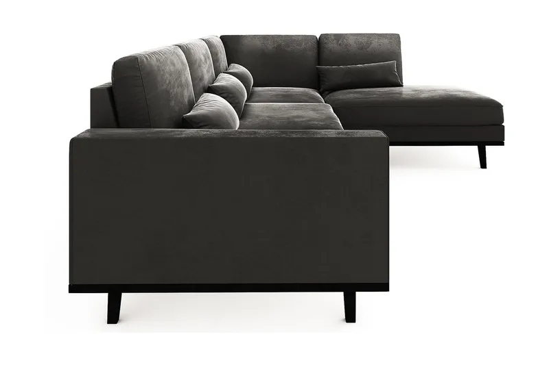 Copenhagen 4-seters Høyrevendt L-formet Sjeselongsofa i Fløyel - Mørk grå - Møbler - Sofaer - Sofaer med sjeselong - 4 seters sofa med divan