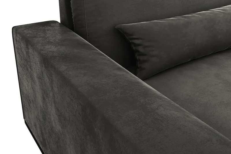 Copenhagen 4-seters Høyrevendt L-formet Sjeselongsofa i Fløyel - Mørk grå - Møbler - Sofaer - Sofaer med sjeselong - 4 seters sofa med divan