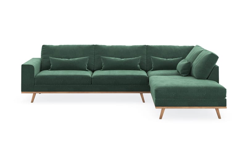 Copenhagen 4-seters Høyrevendt L-formet Sjeselongsofa i Fløyel - Mørk grønn - Møbler - Sofaer - Sofaer med sjeselong - 4 seters sofa med divan