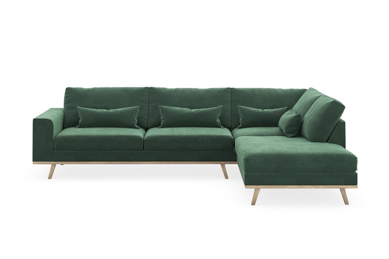 Copenhagen 4-seters Høyrevendt L-formet Sjeselongsofa i Fløyel - Mørk grønn - Møbler - Sofaer - Sofaer med sjeselong - 4 seters sofa med divan