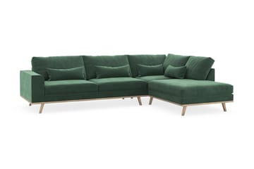 Copenhagen 4-seters Høyrevendt L-formet Sjeselongsofa i Fløyel - Mørk grønn - Møbler - Sofaer - Sofaer med sjeselong - 4 seters sofa med divan