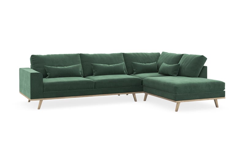 Copenhagen 4-seters Høyrevendt L-formet Sjeselongsofa i Fløyel - Mørk grønn - Møbler - Sofaer - Sofaer med sjeselong - 4 seters sofa med divan