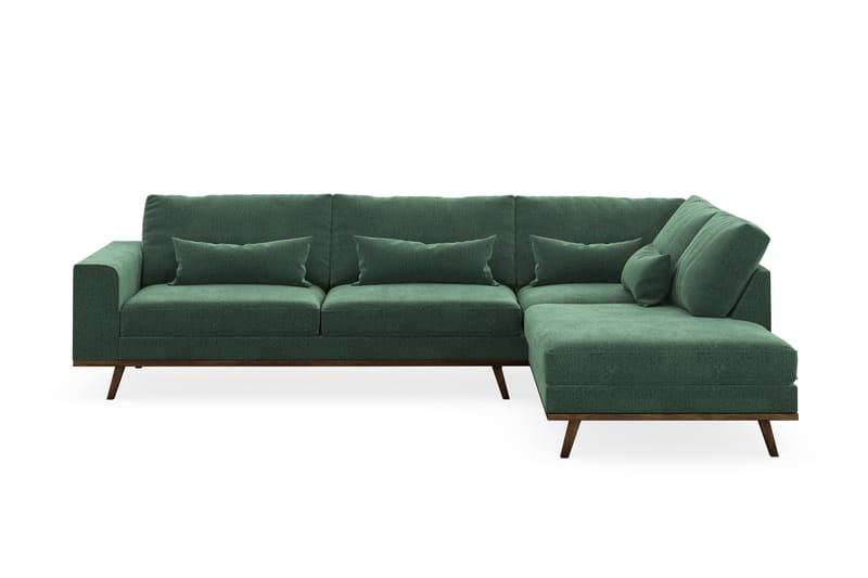 Copenhagen 4-seters Høyrevendt L-formet Sjeselongsofa i Fløyel - Mørk grønn - Møbler - Sofaer - Sofaer med sjeselong - 4 seters sofa med divan