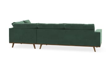 Copenhagen 4-seters Høyrevendt L-formet Sjeselongsofa i Fløyel - Mørk grønn - Møbler - Sofaer - Sofaer med sjeselong - 4 seters sofa med divan