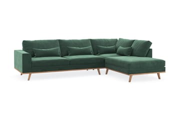 Copenhagen 4-seters Høyrevendt L-formet Sjeselongsofa i Fløyel - Mørk grønn - Møbler - Sofaer - Sofaer med sjeselong - 4 seters sofa med divan