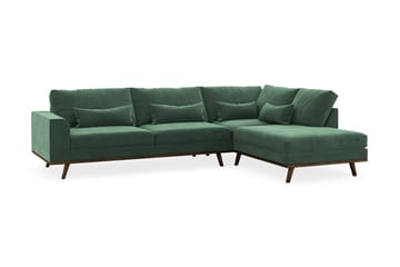 Copenhagen 4-seters Høyrevendt L-formet Sjeselongsofa i Fløyel - Mørk grønn - Møbler - Sofaer - Sofaer med sjeselong - 4 seters sofa med divan