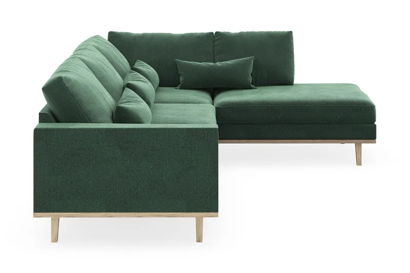 Copenhagen 4-seters Høyrevendt L-formet Sjeselongsofa i Fløyel - Mørk grønn - Møbler - Sofaer - Sofaer med sjeselong - 4 seters sofa med divan