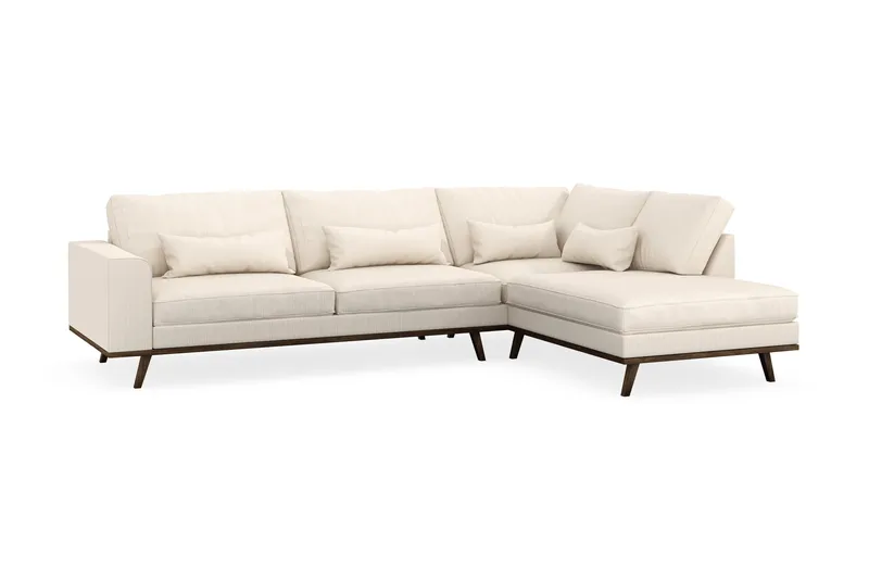 Copenhagen 4-seters Høyrevendt L-formet Sjeselongsofa i Manchester - Beige - Møbler - Sofaer - Sofaer med sjeselong - 4 seters sofa med divan