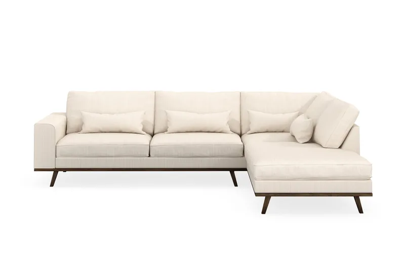 Copenhagen 4-seters Høyrevendt L-formet Sjeselongsofa i Manchester - Beige - Møbler - Sofaer - Sofaer med sjeselong - 4 seters sofa med divan