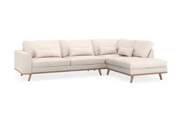 Copenhagen 4-seters Høyrevendt L-formet Sjeselongsofa i Manchester - Beige - Møbler - Sofaer - Sofaer med sjeselong - 4 seters sofa med divan