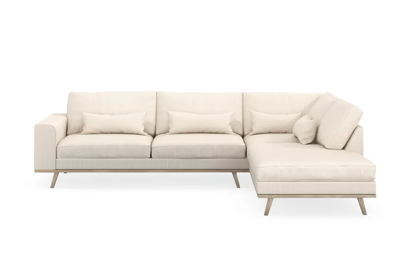 Copenhagen 4-seters Høyrevendt L-formet Sjeselongsofa i Manchester - Beige - Møbler - Sofaer - Sofaer med sjeselong - 4 seters sofa med divan