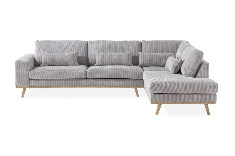 Copenhagen 4-seters Høyrevendt L-formet Sjeselongsofa i Manchester - Lys grå - Møbler - Sofaer - Sofaer med sjeselong - 4 seters sofa med divan