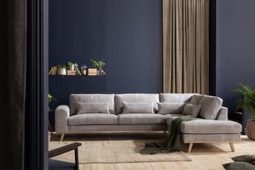 Copenhagen 4-seters Høyrevendt L-formet Sjeselongsofa i Manchester - Lys grå - Møbler - Sofaer - Sofaer med sjeselong - 4 seters sofa med divan