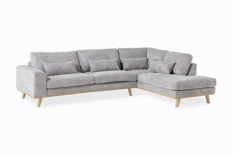 Copenhagen 4-seters Høyrevendt L-formet Sjeselongsofa i Manchester - Lys grå - Møbler - Sofaer - Sofaer med sjeselong - 4 seters sofa med divan