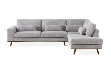 Copenhagen 4-seters Høyrevendt L-formet Sjeselongsofa i Manchester - Lys grå - Møbler - Sofaer - Sofaer med sjeselong - 4 seters sofa med divan