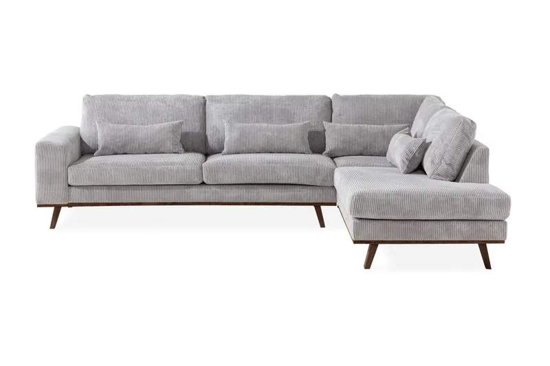 Copenhagen 4-seters Høyrevendt L-formet Sjeselongsofa i Manchester - Lys grå - Møbler - Sofaer - Sofaer med sjeselong - 4 seters sofa med divan