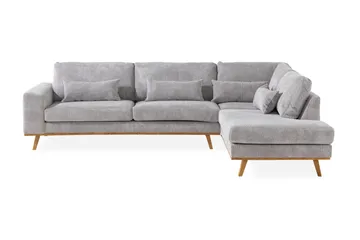 Copenhagen 4-seters Høyrevendt L-formet Sjeselongsofa i Manchester - Lys grå - Møbler - Sofaer - Sofaer med sjeselong - 4 seters sofa med divan