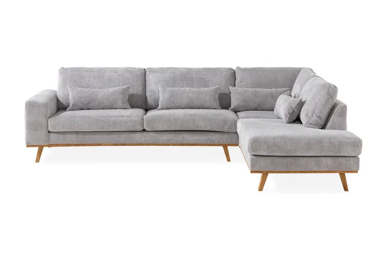 Copenhagen 4-seters Høyrevendt L-formet Sjeselongsofa i Manchester - Lys grå - Møbler - Sofaer - Sofaer med sjeselong - 4 seters sofa med divan
