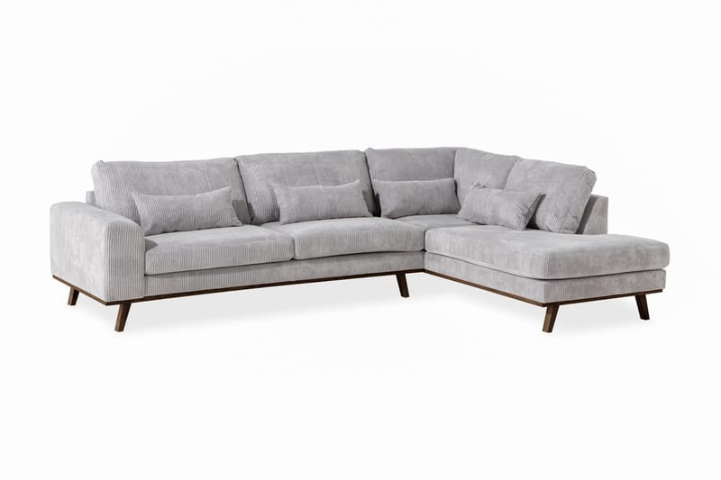 Copenhagen 4-seters Høyrevendt L-formet Sjeselongsofa i Manchester - Lys grå - Møbler - Sofaer - Sofaer med sjeselong - 4 seters sofa med divan