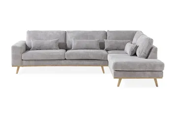 Copenhagen 4-seters Høyrevendt L-formet Sjeselongsofa i Manchester - Lys grå - Møbler - Sofaer - Sofaer med sjeselong - 4 seters sofa med divan
