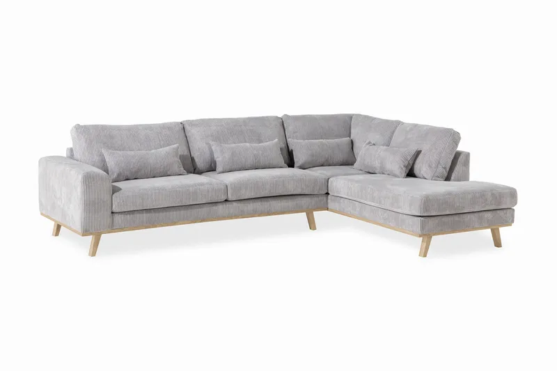Copenhagen 4-seters Høyrevendt L-formet Sjeselongsofa i Manchester - Lys grå - Møbler - Sofaer - Sofaer med sjeselong - 4 seters sofa med divan