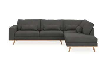 Copenhagen 4-seters Høyrevendt L-formet Sjeselongsofa i Manchester - Mørk grå - Møbler - Sofaer - Sofaer med sjeselong - 4 seters sofa med divan