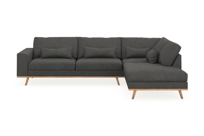 Copenhagen 4-seters Høyrevendt L-formet Sjeselongsofa i Manchester - Mørk grå - Møbler - Sofaer - Sofaer med sjeselong - 4 seters sofa med divan