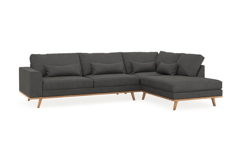 Copenhagen 4-seters Høyrevendt L-formet Sjeselongsofa i Manchester - Mørk grå - Møbler - Sofaer - Sofaer med sjeselong - 4 seters sofa med divan