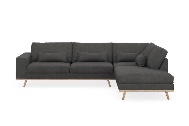 Copenhagen 4-seters Høyrevendt L-formet Sjeselongsofa i Manchester - Mørk grå - Møbler - Sofaer - Sofaer med sjeselong - 4 seters sofa med divan