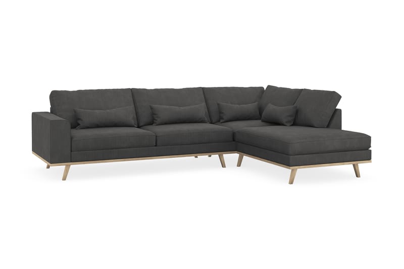 Copenhagen 4-seters Høyrevendt L-formet Sjeselongsofa i Manchester - Mørk grå - Møbler - Sofaer - Sofaer med sjeselong - 4 seters sofa med divan