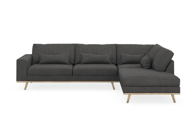 Copenhagen 4-seters Høyrevendt L-formet Sjeselongsofa i Manchester - Mørk grå - Møbler - Sofaer - Sofaer med sjeselong - 4 seters sofa med divan