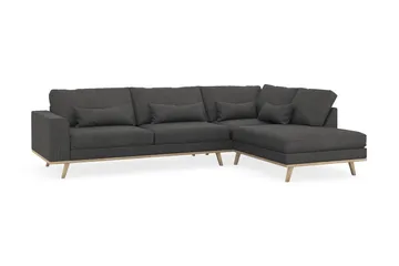 Copenhagen 4-seters Høyrevendt L-formet Sjeselongsofa i Manchester - Mørk grå - Møbler - Sofaer - Sofaer med sjeselong - 4 seters sofa med divan