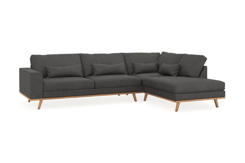 Copenhagen 4-seters Høyrevendt L-formet Sjeselongsofa i Manchester - Mørk grå - Møbler - Sofaer - Sofaer med sjeselong - 4 seters sofa med divan