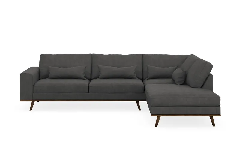 Copenhagen 4-seters Høyrevendt L-formet Sjeselongsofa i Manchester - Mørk grå - Møbler - Sofaer - Sofaer med sjeselong - 4 seters sofa med divan
