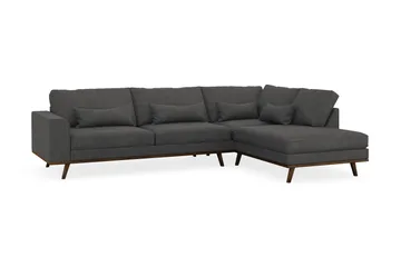 Copenhagen 4-seters Høyrevendt L-formet Sjeselongsofa i Manchester - Mørk grå - Møbler - Sofaer - Sofaer med sjeselong - 4 seters sofa med divan