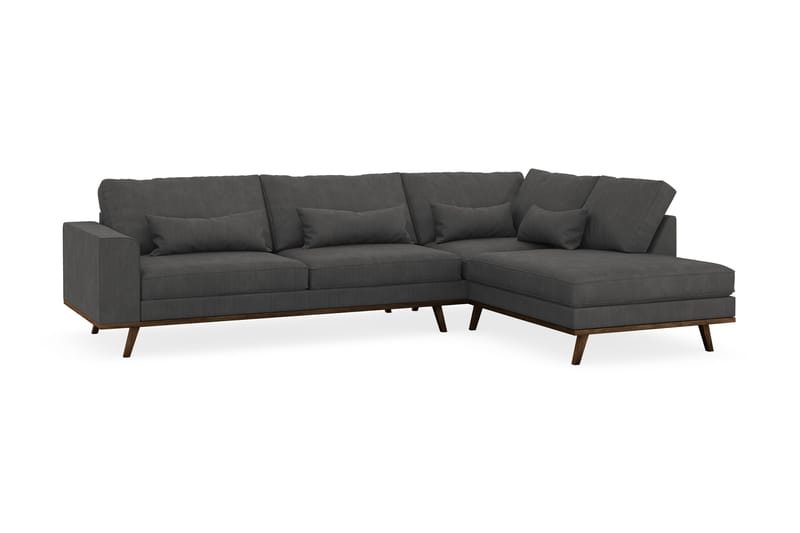 Copenhagen 4-seters Høyrevendt L-formet Sjeselongsofa i Manchester - Mørk grå - Møbler - Sofaer - Sofaer med sjeselong - 4 seters sofa med divan