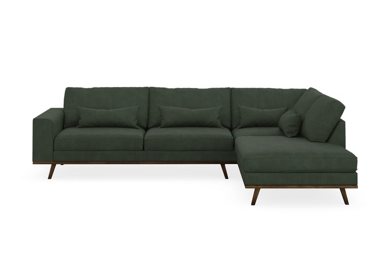 Copenhagen 4-seters Høyrevendt L-formet Sjeselongsofa i Manchester - Mørk grønn - Møbler - Sofaer - Sofaer med sjeselong - 4 seters sofa med divan