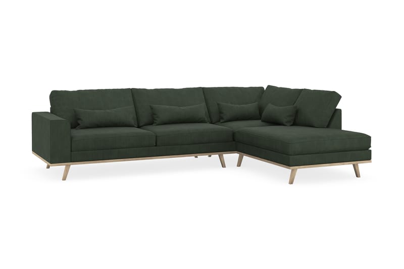 Copenhagen 4-seters Høyrevendt L-formet Sjeselongsofa i Manchester - Mørk grønn - Møbler - Sofaer - Sofaer med sjeselong - 4 seters sofa med divan