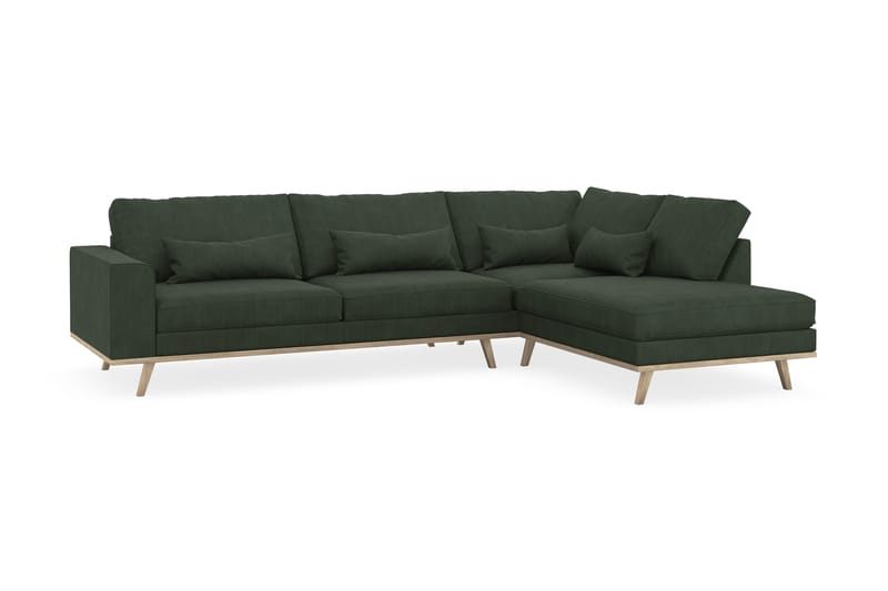 Copenhagen 4-seters Høyrevendt L-formet Sjeselongsofa i Manchester - Mørk grønn - Møbler - Sofaer - Sofaer med sjeselong - 4 seters sofa med divan