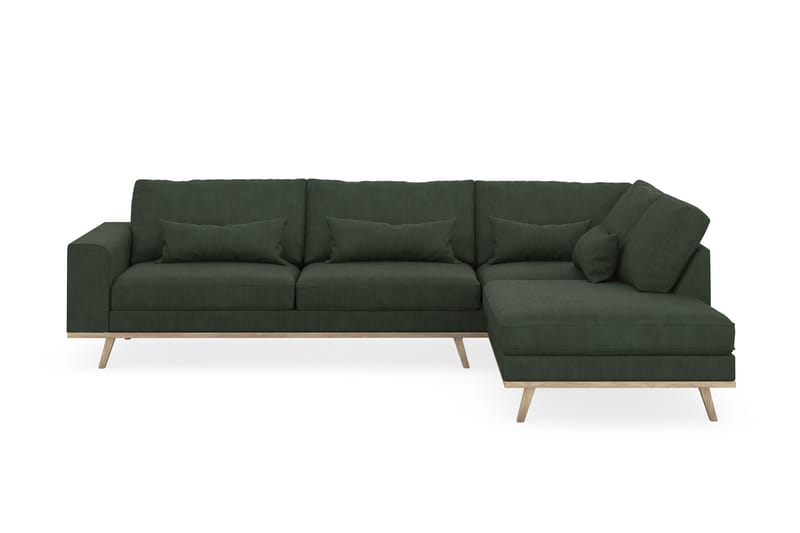 Copenhagen 4-seters Høyrevendt L-formet Sjeselongsofa i Manchester - Mørk grønn - Møbler - Sofaer - Sofaer med sjeselong - 4 seters sofa med divan