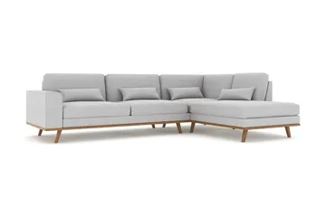 Copenhagen 4-seters Høyrevendt L-formet Sjeselongsofa i Stoff - Grå - Møbler - Sofaer - Sofaer med sjeselong - 4 seters sofa med divan
