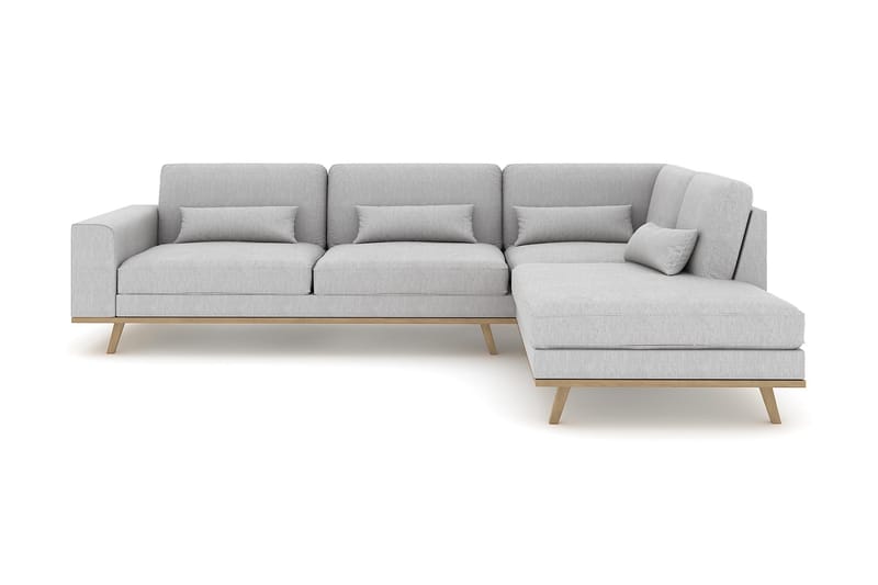 Copenhagen 4-seters Høyrevendt L-formet Sjeselongsofa i Stoff - Grå - Møbler - Sofaer - Sofaer med sjeselong - 4 seters sofa med divan