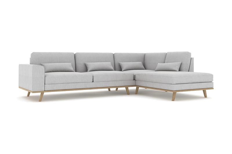 Copenhagen 4-seters Høyrevendt L-formet Sjeselongsofa i Stoff - Grå - Møbler - Sofaer - Sofaer med sjeselong - 4 seters sofa med divan