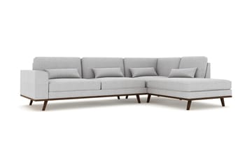 Copenhagen 4-seters Høyrevendt L-formet Sjeselongsofa i Stoff - Grå - Møbler - Sofaer - Sofaer med sjeselong - 4 seters sofa med divan