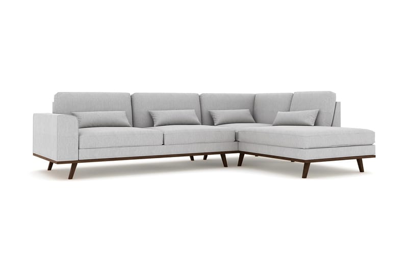 Copenhagen 4-seters Høyrevendt L-formet Sjeselongsofa i Stoff - Grå - Møbler - Sofaer - Sofaer med sjeselong - 4 seters sofa med divan