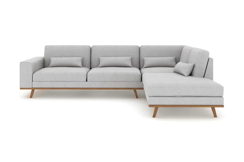 Copenhagen 4-seters Høyrevendt L-formet Sjeselongsofa i Stoff - Grå - Møbler - Sofaer - Sofaer med sjeselong - 4 seters sofa med divan